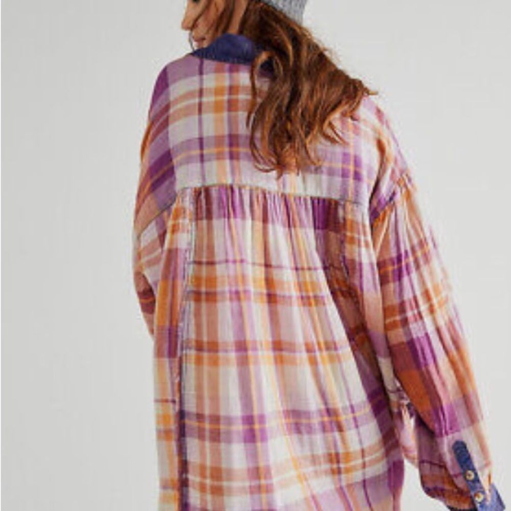 Free people Olivia Plaid  Oversized top size S and M NWOT - Picture 4 of 14